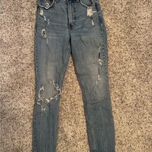 Abercrombie & Fitch Distressed Skinny Jeans in Blue
